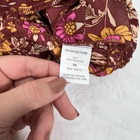 Sienna Sky Color Block Floral Crop Blouse Size Medium - Picture 4 of 6